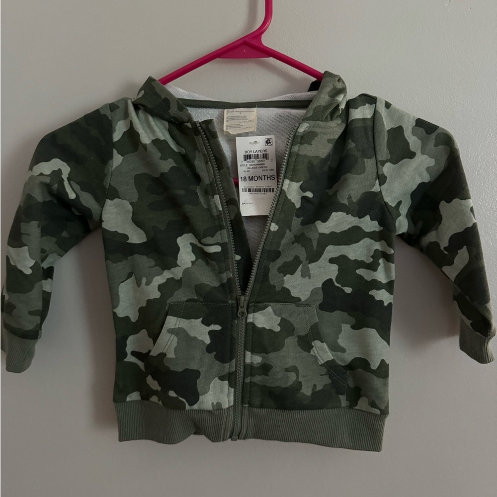 NWT First Impressions Military Army Print Zip Hoodie